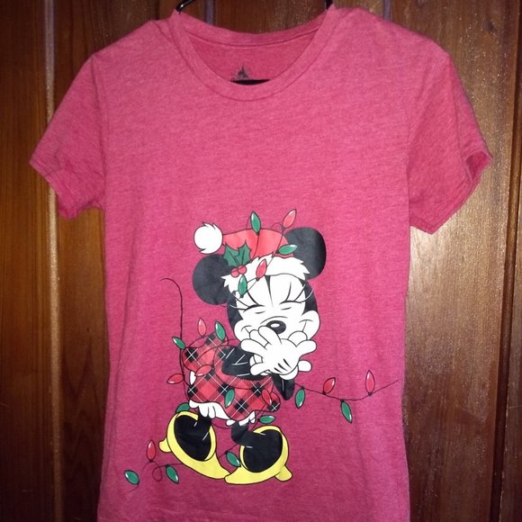 MINNIE MOUSE CHRISTMAS T-SHIRT // Disney Tee Shirt Xmas Cute // Small - Picture 1 of 2